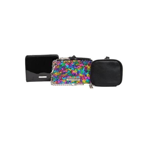 Madden Girl Clutch Set 3-Piece Acc Purse (Wallet/Coin Pouch/Case) Sequin Rainbow - Picture 1 of 7